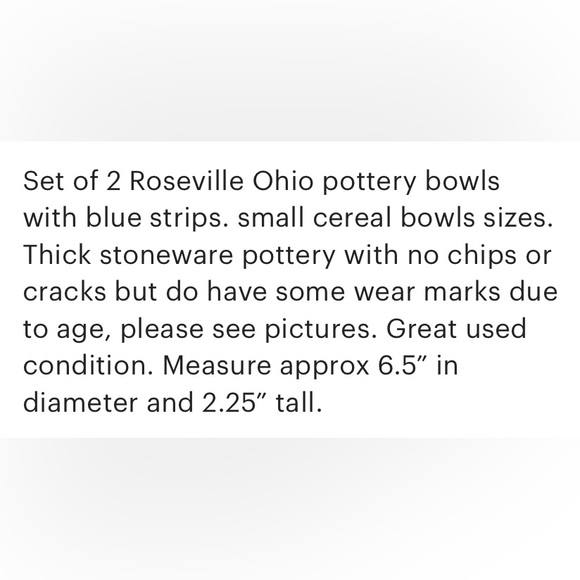 Set of 2 Roseville Friendship Pottery Bowls for cereal, fruit or soup. 6 inch - Picture 7 of 7